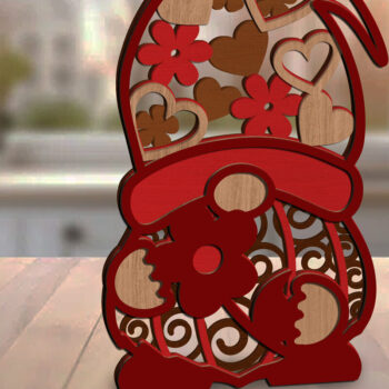 Intra απο ξύλο plywood  Χρώμα wenge 3mm-4mm πάχος - Διακοσμητικό Gnome του Αγίου Βαλεντίνου, Διακόσμηση σπιτιού Δίασταση 6x10 cm INTRAFABR-113537515 - Image 2