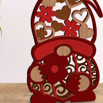 Intra απο ξύλο plywood  Χρώμα wenge 3mm-4mm πάχος - Διακοσμητικό Gnome του Αγίου Βαλεντίνου, Διακόσμηση σπιτιού Δίασταση 6x10 cm INTRAFABR-113537515 - Image 3