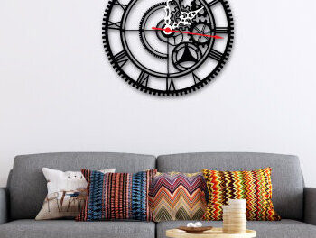 Intra απο ξύλο plywood  Χρώμα wenge 3mm-4mm πάχος - Διακοσμητικό ρολόι τοίχου κομμένο με λέιζερ Δίασταση 20x20 cm INTRAFABR-113537675 - Image 2