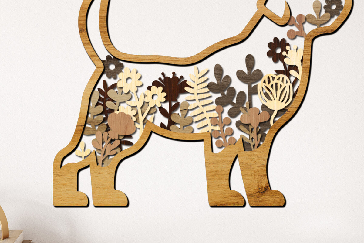 Intra απο ξύλο plywood  Χρώμα wenge 3mm-4mm πάχος - Διακοσμητικό πρότυπο σκύλου πάνελ τοίχου Δίασταση 12x8 cm INTRAFABR-113538112