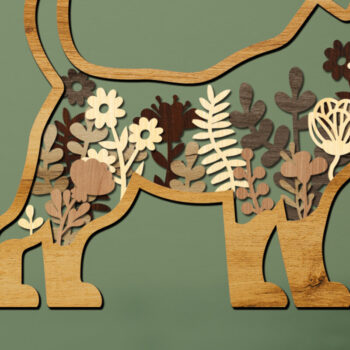 Intra απο ξύλο plywood  Χρώμα wenge 3mm-4mm πάχος - Διακοσμητικό πρότυπο σκύλου πάνελ τοίχου Δίασταση 12x8 cm INTRAFABR-113538112 - Image 3