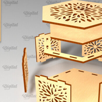 Intra απο ξύλο plywood  Χρώμα wenge 3mm-4mm πάχος - Διακοσμητικό Ξύλινο Κουτί Δώρου Κοπή Laser Δίασταση 15x15 cm INTRAFABR-114206472 - Image 2