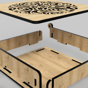 Intra απο ξύλο plywood  Χρώμα wenge 3mm-4mm πάχος - Διακοσμητικό Ξύλινο Κουτί Δώρου Κοπή Laser Δίασταση 110x110 cm INTRAFABR-114206506 - Image 4