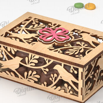 Intra απο ξύλο plywood  Χρώμα wenge 3mm-4mm πάχος - Διακοσμητικό Ξύλινο Κουτί Δώρου Κοπή Laser Δίασταση 15x15 cm INTRAFABR-114206534 - Image 1