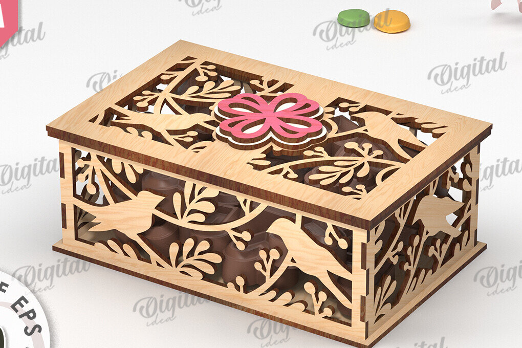 Intra απο ξύλο plywood  Χρώμα wenge 3mm-4mm πάχος - Διακοσμητικό Ξύλινο Κουτί Δώρου Κοπή Laser Δίασταση 15x15 cm INTRAFABR-114206534
