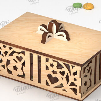 Intra απο ξύλο plywood  Χρώμα wenge 3mm-4mm πάχος - Διακοσμητικό Ξύλινο Κουτί Δώρου Κοπή Laser Δίασταση 15x15 cm INTRAFABR-114206571 - Image 1