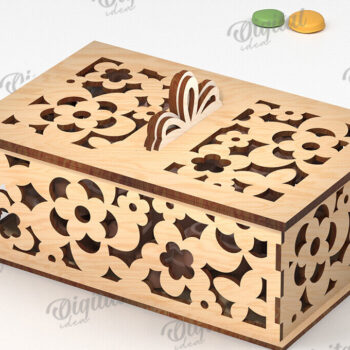 Intra απο ξύλο plywood  Χρώμα wenge 3mm-4mm πάχος - Διακοσμητικό Ξύλινο Κουτί Δώρου Κοπή Laser Δίασταση 15x15 cm INTRAFABR-114206610 - Image 1