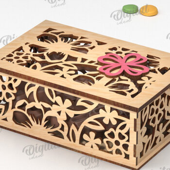 Intra απο ξύλο plywood  Χρώμα wenge 3mm-4mm πάχος - Διακοσμητικό Ξύλινο Κουτί Δώρου Κοπή Laser Δίασταση 15x15 cm INTRAFABR-114206635 - Image 1