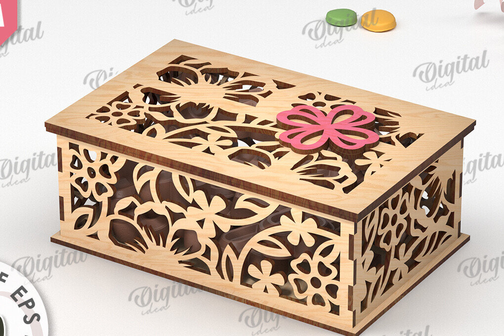 Intra απο ξύλο plywood  Χρώμα wenge 3mm-4mm πάχος - Διακοσμητικό Ξύλινο Κουτί Δώρου Κοπή Laser Δίασταση 15x15 cm INTRAFABR-114206635