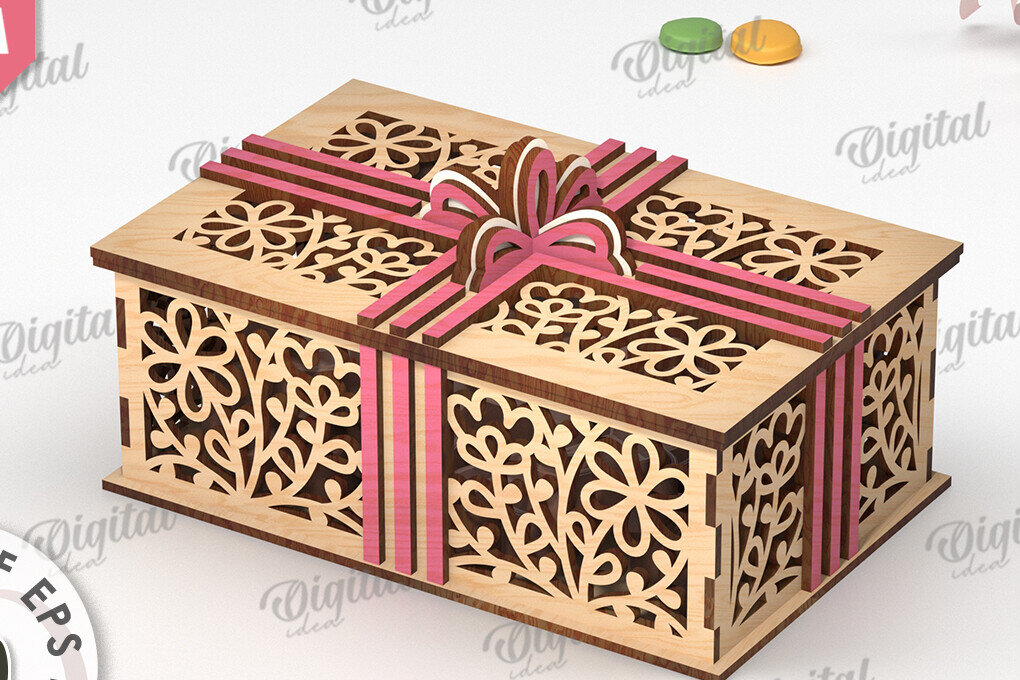 Intra απο ξύλο plywood  Χρώμα wenge 3mm-4mm πάχος - Διακοσμητικό Ξύλινο Κουτί Δώρου Κοπή Laser Δίασταση 15x15 cm INTRAFABR-113536987