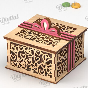 Intra απο ξύλο plywood  Χρώμα wenge 3mm-4mm πάχος - Διακοσμητικό Ξύλινο Κουτί Δώρου Κοπή Laser Δίασταση 15x15 cm INTRAFABR-114206788 - Image 1