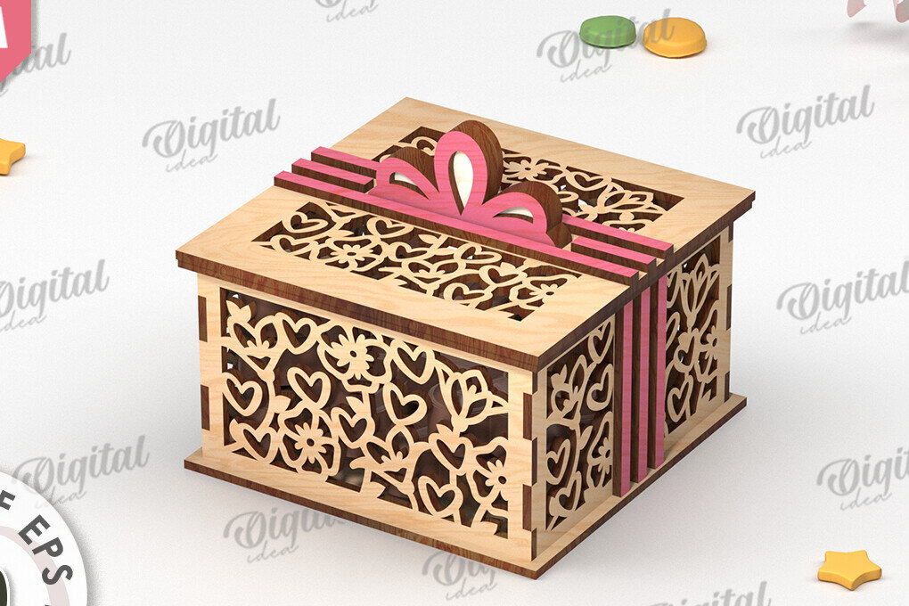 Intra απο ξύλο plywood  Χρώμα wenge 3mm-4mm πάχος - Διακοσμητικό Ξύλινο Κουτί Δώρου Κοπή Laser Δίασταση 15x15 cm INTRAFABR-114206788