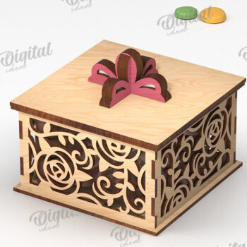 Intra απο ξύλο plywood  Χρώμα wenge 3mm-4mm πάχος - Διακοσμητικό Ξύλινο Κουτί Δώρου Κοπή Laser Δίασταση 15x15 cm INTRAFABR-114206908 - Image 1