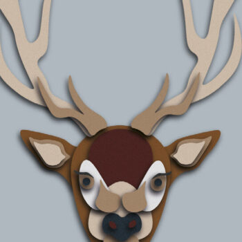 Intra απο ξύλο plywood  Χρώμα wenge 3mm-4mm πάχος - Ελάφι Δίασταση 30x20 cm INTRAFABR-67024406 - Image 1