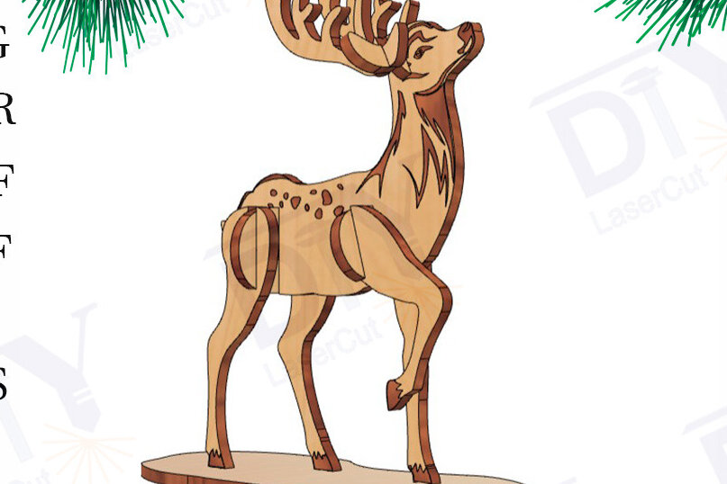 Intra απο ξύλο plywood  Χρώμα wenge 3mm-4mm πάχος - Deer 3d Puzzle File Δίασταση 30x20 cm INTRAFABR-67024251