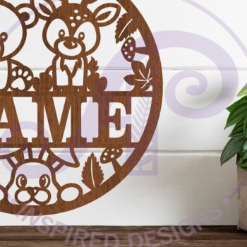 Intra απο ξύλο plywood  Χρώμα wenge 3mm-4mm πάχος - Σήμα ονόματος ελαφιού και αρκούδας Δίασταση 30x20 cm INTRAFABR-112326205 - Image 1