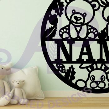 Intra απο ξύλο plywood  Χρώμα wenge 3mm-4mm πάχος - Σήμα ονόματος ελαφιού και αρκούδας Δίασταση 30x20 cm INTRAFABR-112326205 - Image 2