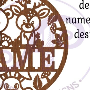 Intra απο ξύλο plywood  Χρώμα wenge 3mm-4mm πάχος - Σήμα ονόματος ελαφιού και αρκούδας Δίασταση 30x20 cm INTRAFABR-112326205 - Image 3