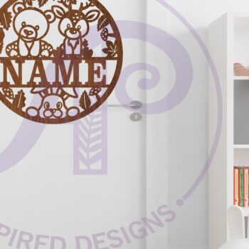 Intra απο ξύλο plywood  Χρώμα wenge 3mm-4mm πάχος - Σήμα ονόματος ελαφιού και αρκούδας Δίασταση 30x20 cm INTRAFABR-112326205 - Image 4