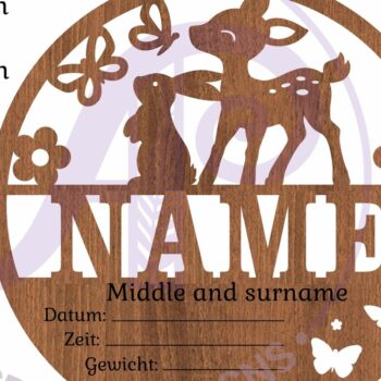 Intra απο ξύλο plywood  Χρώμα wenge 3mm-4mm πάχος - Στατιστικά για νεογέννητα ελάφια και λαγουδάκια, γέννηση Δίασταση 30x20 cm INTRAFABR-112325799 - Image 4