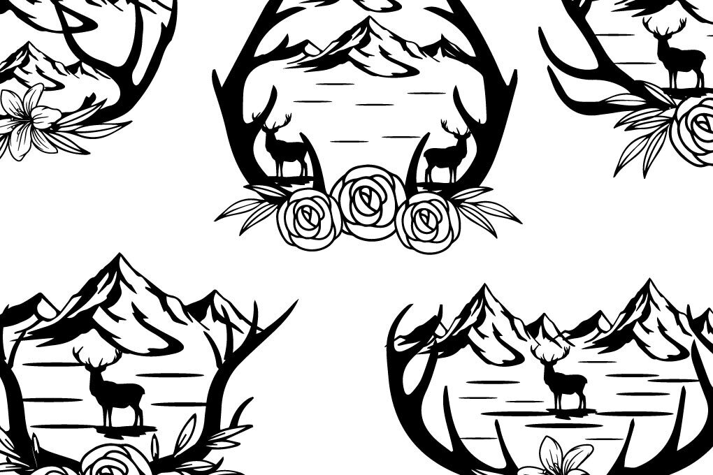 Intra απο ξύλο plywood  Χρώμα wenge 3mm-4mm πάχος - Βουνό λουλουδιών ελαφιών ελαφιών Δίασταση 20x20 cm INTRAFABR-88174547