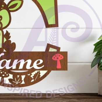 Intra απο ξύλο plywood  Χρώμα wenge 3mm-4mm πάχος - Μονόγραμμα με κεφαλαίο ελάφι Γράμμα C Δίασταση 30x20 cm INTRAFABR-118960885 - Image 1