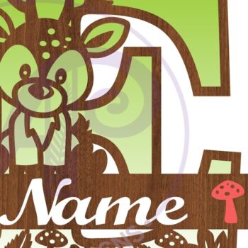 Intra απο ξύλο plywood  Χρώμα wenge 3mm-4mm πάχος - Μονόγραμμα με κεφαλαίο ελάφι Επιστολή E Δίασταση 30x20 cm INTRAFABR-118960981 - Image 2