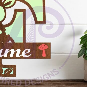 Intra απο ξύλο plywood Χρώμα wenge 3mm-4mm πάχος - Μονόγραμμα με κεφαλαίο ελάφι Επιστολή F Δίασταση 30x20 cm INTRAFABR-118961036 - Image 1