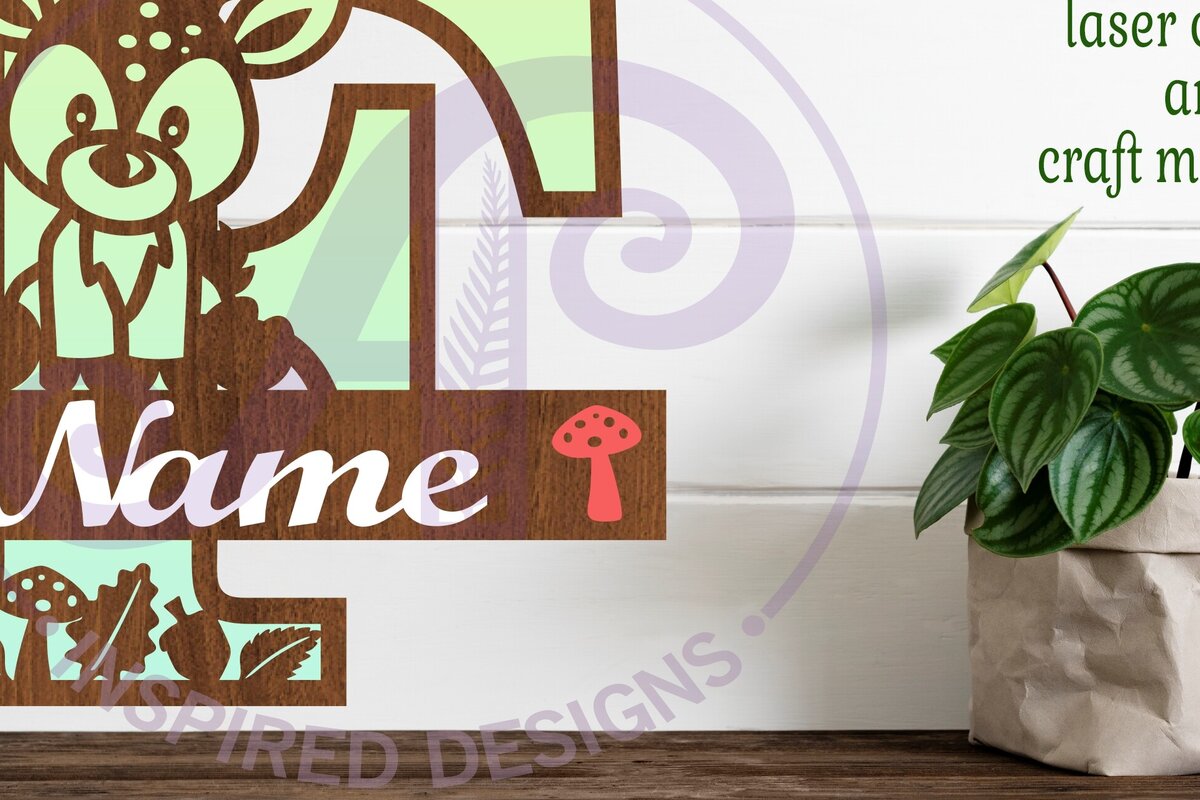 Intra απο ξύλο plywood  Χρώμα wenge 3mm-4mm πάχος - Μονόγραμμα με κεφαλαίο ελάφι Επιστολή F Δίασταση 30x20 cm INTRAFABR-118961036