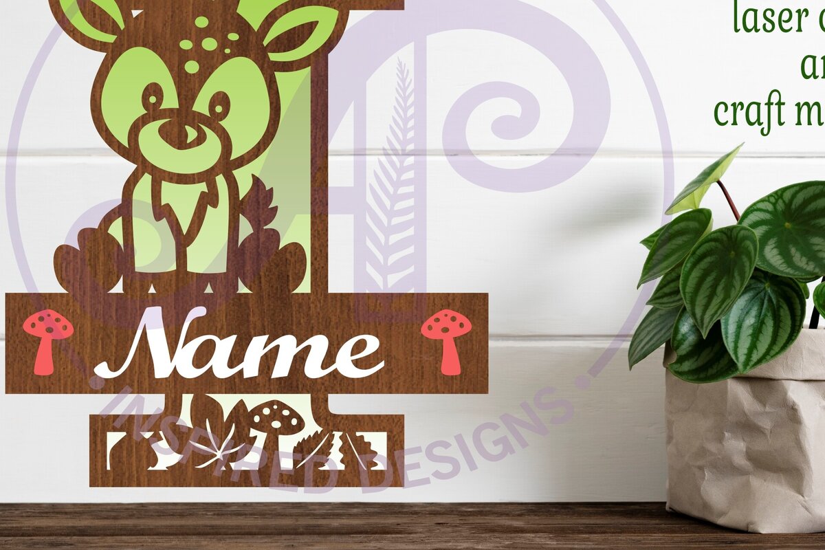 Intra απο ξύλο plywood  Χρώμα wenge 3mm-4mm πάχος - Μονόγραμμα με κεφαλαίο ελάφι Επιστολή I Δίασταση 30x20 cm INTRAFABR-118906445