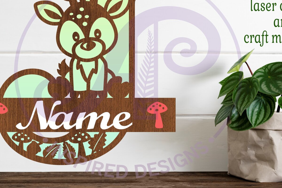 Intra απο ξύλο plywood  Χρώμα wenge 3mm-4mm πάχος - Μονόγραμμα με κεφαλαίο ελάφι Επιστολή J Δίασταση 30x20 cm INTRAFABR-118960683