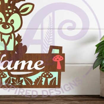 Intra απο ξύλο plywood  Χρώμα wenge 3mm-4mm πάχος - Μονόγραμμα με κεφαλαίο ελάφι Επιστολή L Δίασταση 30x20 cm INTRAFABR-69815876 - Image 1