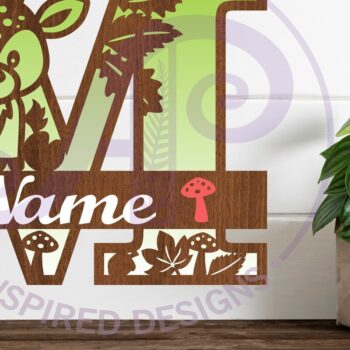 Intra απο ξύλο plywood  Χρώμα wenge 3mm-4mm πάχος - Μονόγραμμα με κεφαλαίο ελάφι Επιστολή M Δίασταση 30x20 cm INTRAFABR-109862280 - Image 1