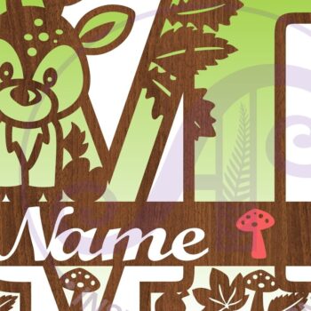 Intra απο ξύλο plywood  Χρώμα wenge 3mm-4mm πάχος - Μονόγραμμα με κεφαλαίο ελάφι Επιστολή M Δίασταση 30x20 cm INTRAFABR-109862280 - Image 2