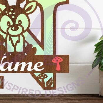 Intra απο ξύλο plywood  Χρώμα wenge 3mm-4mm πάχος - Μονόγραμμα με κεφαλαίο ελάφι Επιστολή N Δίασταση 30x20 cm INTRAFABR-109207739 - Image 1