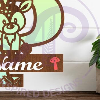 Intra απο ξύλο plywood Χρώμα wenge 3mm-4mm πάχος - Μονόγραμμα με κεφαλαίο ελάφι Επιστολή P Δίασταση 30x20 cm INTRAFABR-109207819 - Image 1