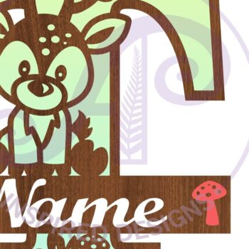 Intra απο ξύλο plywood Χρώμα wenge 3mm-4mm πάχος - Μονόγραμμα με κεφαλαίο ελάφι Επιστολή T Δίασταση 30x20 cm INTRAFABR-109207869 - Image 2