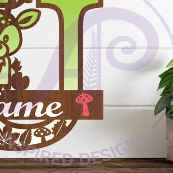 Intra απο ξύλο plywood Χρώμα wenge 3mm-4mm πάχος - Μονόγραμμα με κεφαλαίο ελάφι Letter U Δίασταση 30x20 cm INTRAFABR-109207909 - Image 1