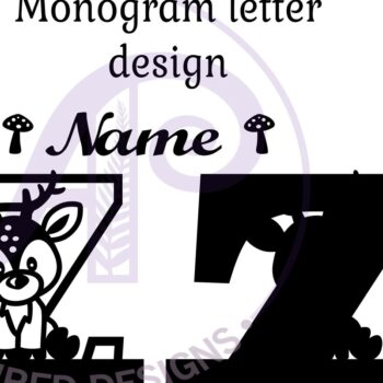 Intra απο ξύλο plywood  Χρώμα wenge 3mm-4mm πάχος - Μονόγραμμα με κεφαλαίο ελάφι Γράμμα Z Δίασταση 30x20 cm INTRAFABR-93245751 - Image 3