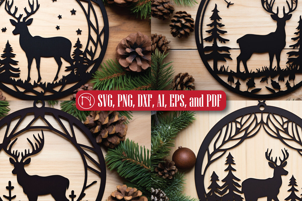 Intra απο ξύλο plywood  Χρώμα wenge 3mm-4mm πάχος - Σετ υ με χριστουγεννιάτικο κομμένο με λέιζερ ελάφια Δίασταση 15x15 cm INTRAFABR-93245902