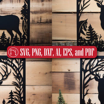 Intra απο ξύλο plywood  Χρώμα wenge 3mm-4mm πάχος - Σετ υ με χριστουγεννιάτικο κομμένο με λέιζερ ελάφια Δίασταση 15x15 cm INTRAFABR-93245933 - Image 4