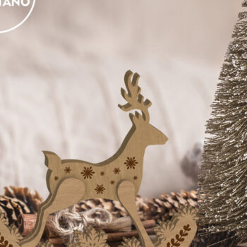 Intra απο ξύλο plywood  Χρώμα wenge 3mm-4mm πάχος - Χριστουγεννιάτικο Σετ Ελαφιού Πολυστρωματικό κομμένο Δίασταση 7x8 cm INTRAFABR-122682764 - Image 5