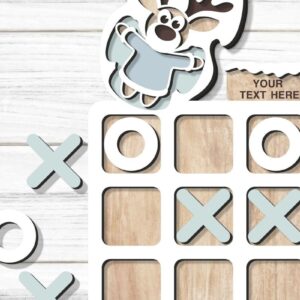 Intra απο ξύλο plywood  Χρώμα wenge 3mm-4mm πάχος - Deer Christmas Tic Tac Toe Fil Δίασταση 15x15 cm INTRAFABR-122682766