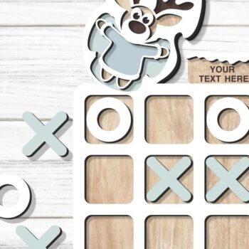 Intra απο ξύλο plywood  Χρώμα wenge 3mm-4mm πάχος - Deer Christmas Tic Tac Toe Fil Δίασταση 15x15 cm INTRAFABR-122682766 - Image 1