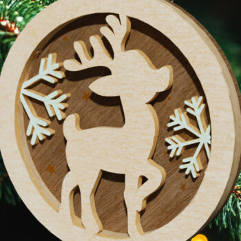 Intra απο ξύλο plywood Χρώμα wenge 3mm-4mm πάχος - Πρότυπο στολίδι χριστουγεννιάτικου δέντρου ελαφιών Δίασταση 2x2 cm INTRAFABR-122682744 - Image 1
