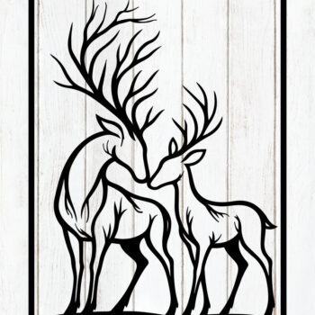 Intra απο ξύλο plywood  Χρώμα wenge 3mm-4mm πάχος - Τέχνη τοίχου σιλουέτας ζευγαριού ελαφιού Δίασταση 6x6 cm INTRAFABR-122491188 - Image 1