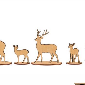 Intra απο ξύλο plywood  Χρώμα wenge 3mm-4mm πάχος - Deer Family Cut File Laser Δίασταση 20x20 cm INTRAFABR-104485806 - Image 1
