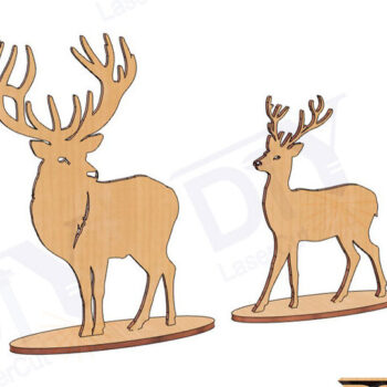 Intra απο ξύλο plywood  Χρώμα wenge 3mm-4mm πάχος - Deer Family Cut File Laser Δίασταση 20x20 cm INTRAFABR-104485806 - Image 2
