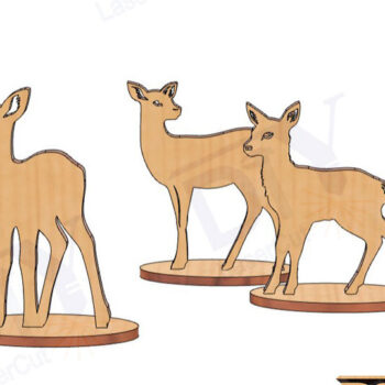 Intra απο ξύλο plywood  Χρώμα wenge 3mm-4mm πάχος - Deer Family Cut File Laser Δίασταση 20x20 cm INTRAFABR-104485806 - Image 3