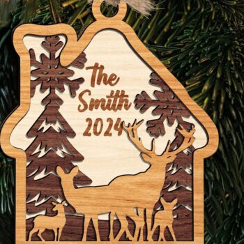 Intra απο ξύλο plywood  Χρώμα wenge 3mm-4mm πάχος - Στολίδι με στρώσεις από μέλη της οικογένειας ελαφιών Δίασταση 6x6 cm INTRAFABR-104485809 - Image 3